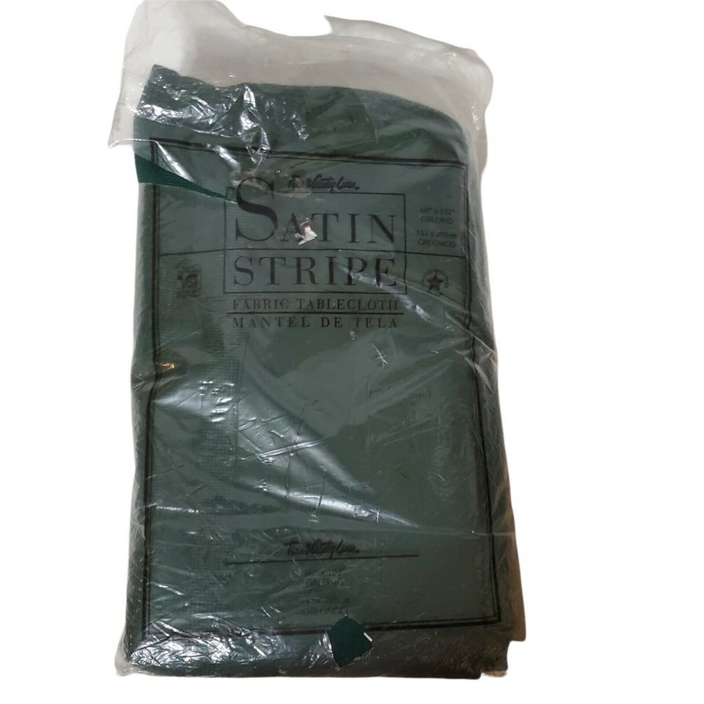 Town & Country Satin Stripe Evergreen Tablecloth Oblong 60”x102” Christmas